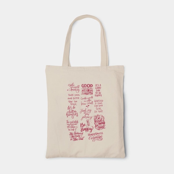 Positive Inspirational Happiness Quotes Shopping Bag  Tote Bag