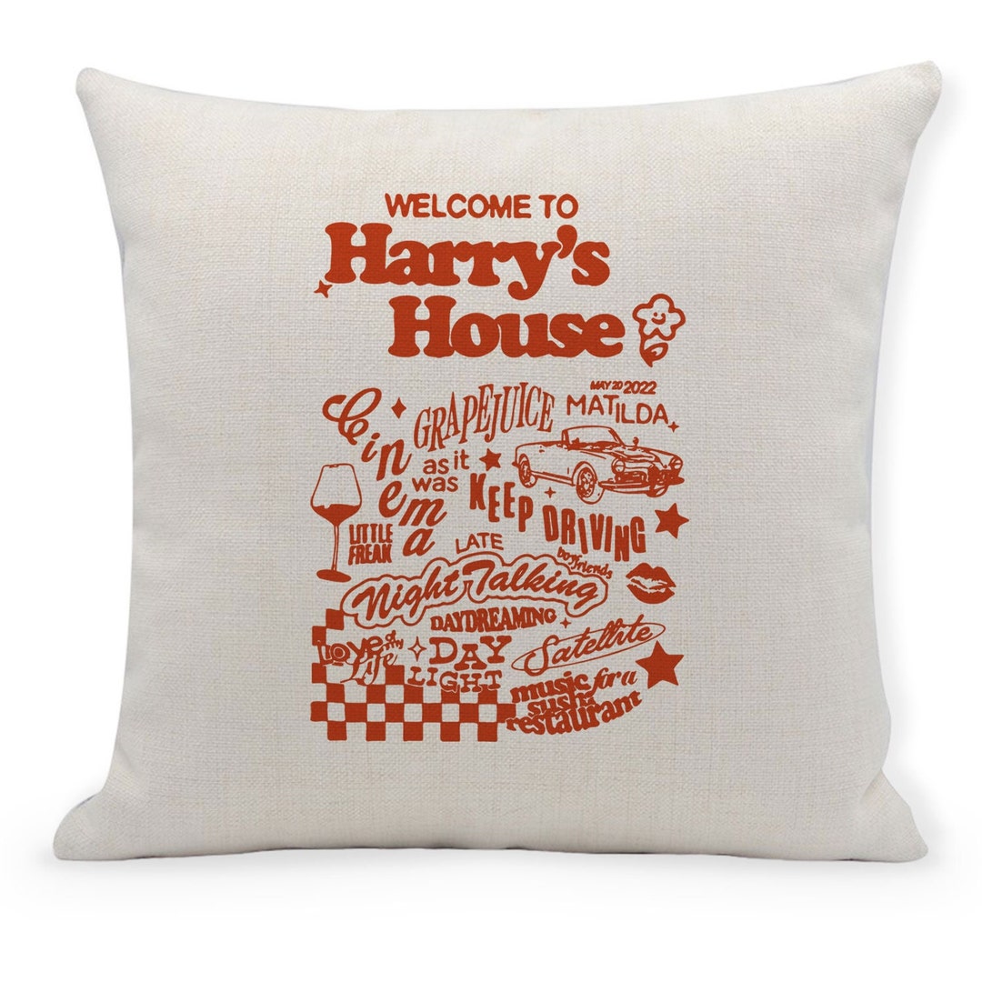 Welcome to Harry's House Cushion Cover, Harry Styles Pillow, Home Decor, Furnishings