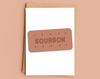 Bourbon Biscuit Greeting Card, 5x7 British Biscuit Card, Tea Lover Gift