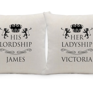 Personalised His Lordship & Her Ladyship Cushion Cover, Home Decor, Housewarming, Anniversary