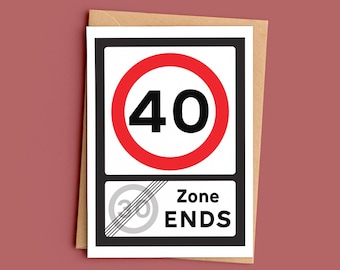 30th 40th 50th 60th 70th Birthday Card, Funny Speed Limit Birthday Card, Zone Ends Milestone Birthday Card, Novelty Birthday Card
