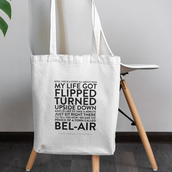 Fresh Prince of Bel Air Tote Bag Fresh Prince of Bel Air Song Lyric Shopping Bag