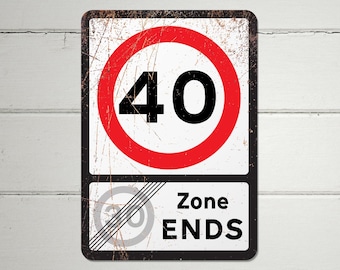 30th 40th 50th 60th 70th Birthday Aluminium Sign, A4 Speed Limit Zone Ends Sign, Funny Milestone Birthday Gift, Metal Wall Plaque