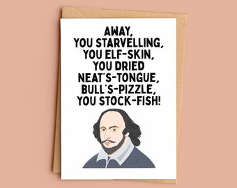 Shakespeare Insult Greeting Card, Away You Starveling You Elf Skin, Henry IV Part 1