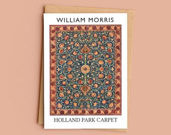 William Morris Holland Park Carpet Greeting Card, 5x7 Art Card, Vintage Arts and Crafts Card