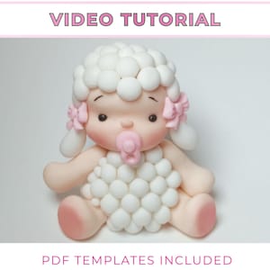 Tutorial de ovejita de fondant: vídeo paso a paso + plantillas en PDF / tutorial de adornos para tartas