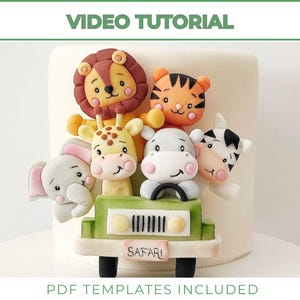 Videotutorial fondant safaridieren | Eenvoudige stapsgewijze cursus taarten decoreren + pdf-sjablonen