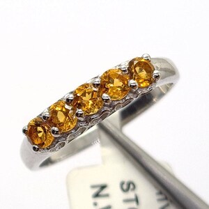 Natural Citrine Ring-Solid 925 Silver Ring-Minimalist Ring-November Birthstone Ring-Semi Eternity Ring-Vermeil Ring-Anniversary Gift for Her