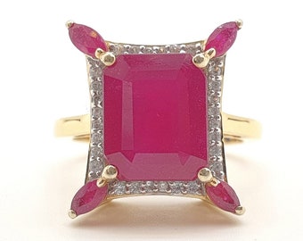 Natural Niassa ruby stunning big size octagon ring in 925 Sterling Silver, Exclusive ruby ring, cocktail ruby ring, solitaire ruby ring,