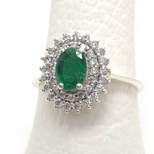 Natural Emerald Ring, 7*5 mm Oval Emerald in Silver, Solitaire Ring, Engagement Ring, Anniversary Gift, Gift For Her, May Birthstone Ring