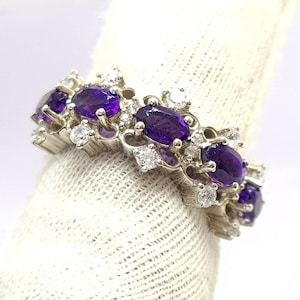 Natural AAA Amethyst Ring-Amethyst Engagement Band-Oval Ring-Art Deco-Wedding Band-Antique Amethyst Ring-Gift For Her-Anniversary Gift