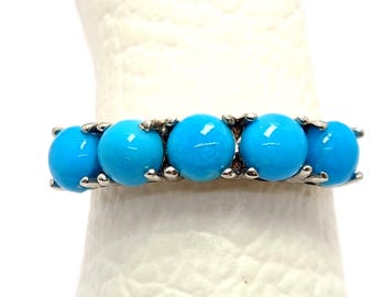 Natural Sleeping Beauty Turquoise Ring-925 Sterling Silver Ring-18K Gold Turquoise Ring-18K Rose Gold Turquoise Ring-Turquoise Eternity Ring