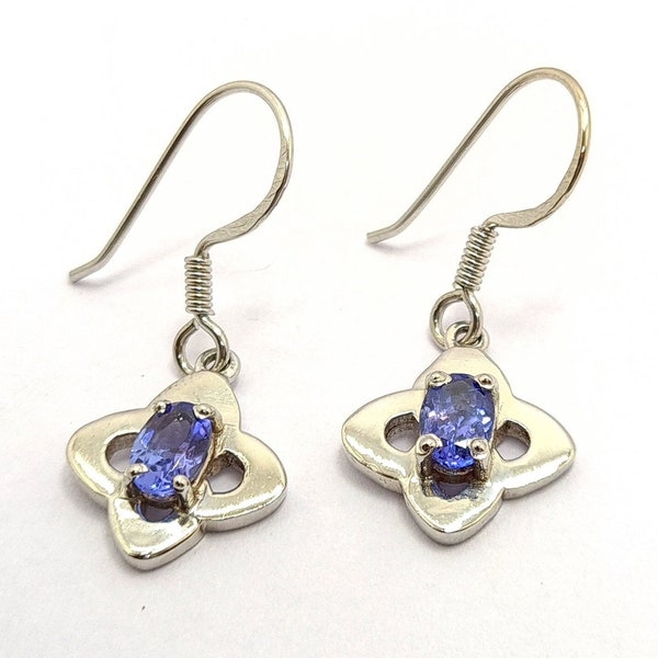 Natural Arusha Tanzanite Ovals Earrings in Silver, Tanzanite dangle and drop earrings, Gift For Her, Anniversary Gift, Birthday Gift, Hooks