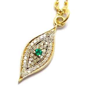 Colgante de diamante esmeralda natural de Zambia - Colgante de diamante con ojo de esmeralda - Colgante de diamante esmeralda dorado - Regalo de Acción de Gracias - Regalo de Año Nuevo