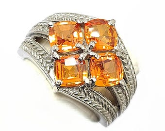 Natural Citrine ring, Us size 5 gift ring, Orange stone cocktail ring, Orange floral ring, Graduation gift ring for her, Birthday gift ring