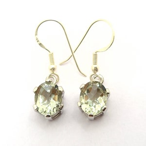 Natural Green Amethyst Dangle Earrings-Rare Green Amethyst Drop Earring-Gift for Her-Green Oval Earring-Daily Wear Earrings-Anniversary Gift