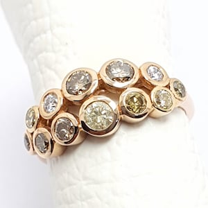Natural Multi colour diamond Ring-Diamond Wedding Band-Diamond bubble Ring-Diamond Engagement Ring-Yellow diamond ring-Green diamond ring