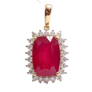Natural Ruby 9K gold pendant-Solitaire ruby-Anniversary gift-wedding gift-Big African ruby-Christmas gift-Ruby for her-Cocktail ruby pendant