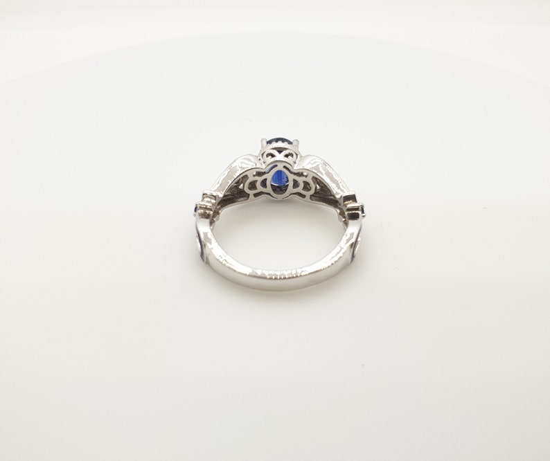 Blue Kyanite ring Blue enamel ring,blue kyanite enamel ring Natural top quality blue kyanite oval studded enamel work sterling silver ring