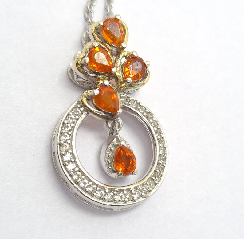 Natural AAA Mexican Fire Opal Pendant Necklace-solid 925 Sterling ...