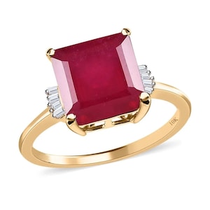Natural Red Ruby Ring- 10K Gold ruby ring -Ruby Engagement Ring-Ruby gold Wedding Ring-Valentine&#39;s Day Gift Ring-Big Ruby Solitaire Ring