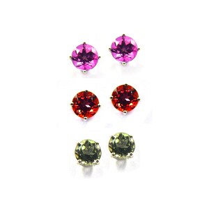 Natural Quartz 8MM Round shape Studs Earrings in 925 Sterling Silver, Quartz Studs, Everyday Wear Studs. Petite studs and lightweight studs.