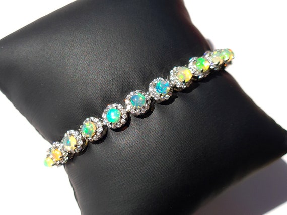 Buy Natural Opal & Tanzanite Bracelet Tennis Bracelet Multi Online in India  - Etsy | Engagement rings opal, Tanzanite bracelet, Bridal bracelet