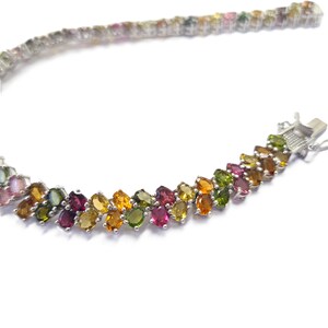 Natural Multi Tourmaline bracelet-Riviere tourmaline silver bracelet-Multi Colour Gemstone Bracelet-Gift for Her Bracelet, Cocktail bracelet