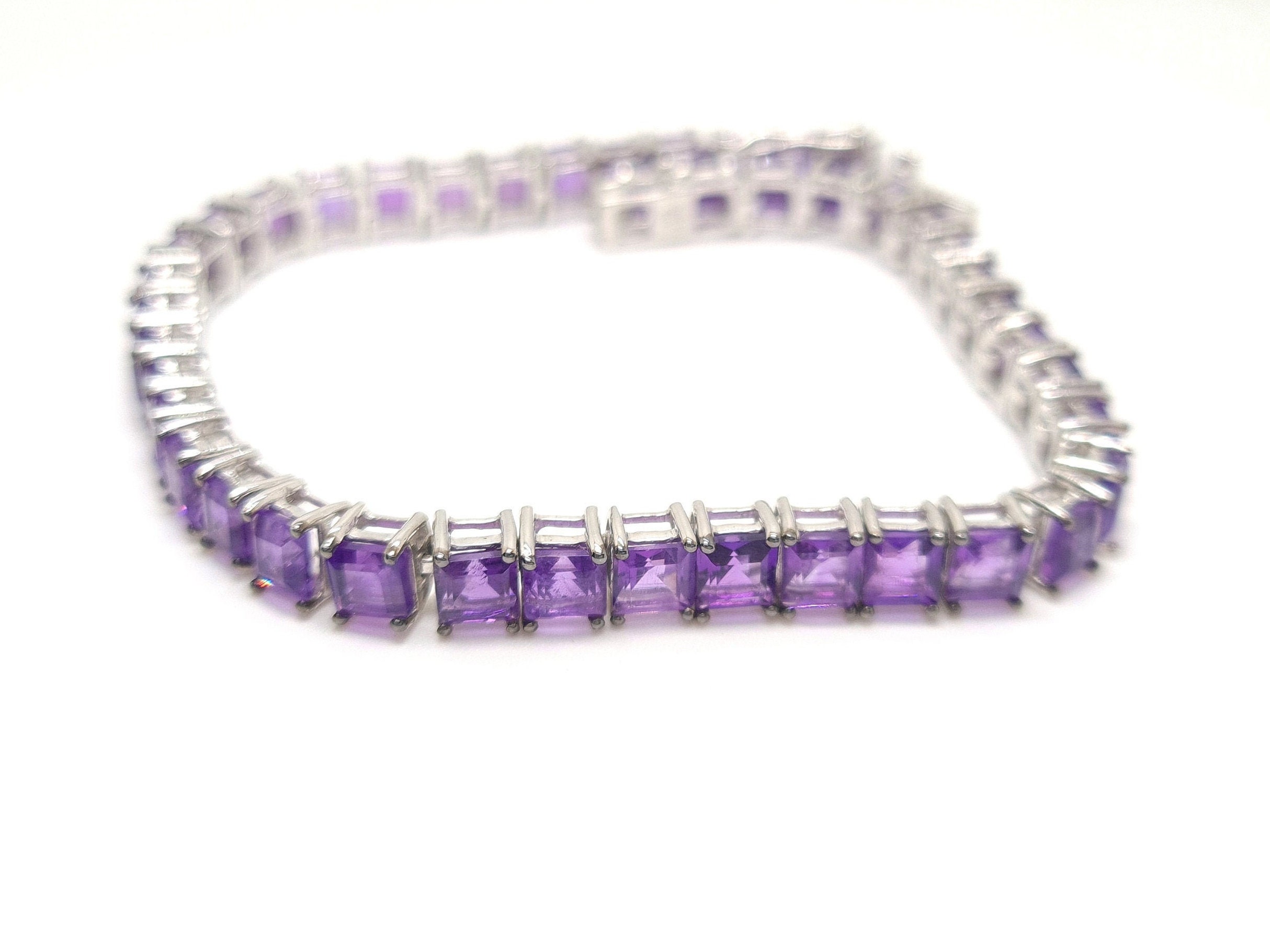 Natural African Purple Amethyst tennis bracelet Exclusive Etsy