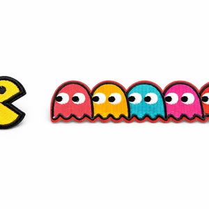 Pacman-patch jaren 80 retro arcade | Opstrijkbare geborduurde gamerpatches | Vintage videogame