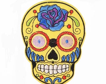 Day Of The Dead Mexican Sugar Skull Iron On Patch