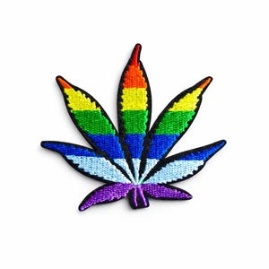Rainbow Leaf Patch Iron On Sew On Embroidered Pride Badge Jacket Bag