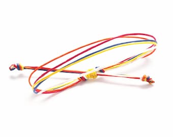 BUDDHIST Flag Handmade Braided Waxed Cotton Slim Wristband Bracelet