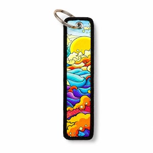 Gestickte Welle Keychain | Rising Sun Rainbow Schlüsselanhänger für Autoschlüssel