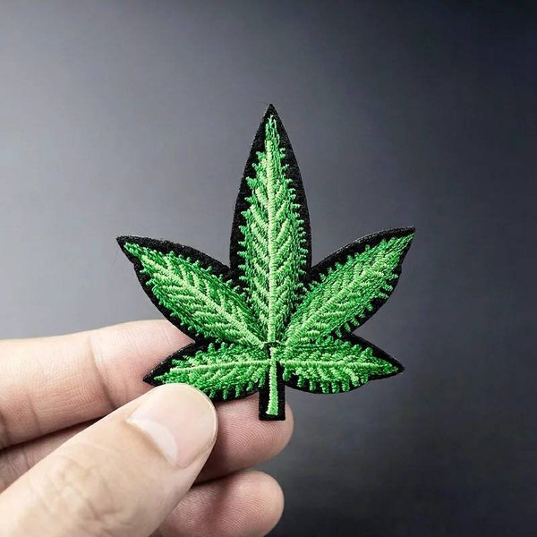 Marijuana Leaf Iron on Applique Etsy