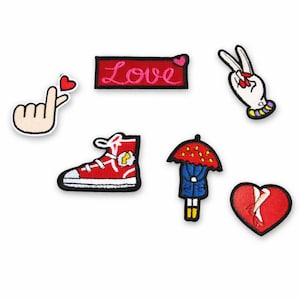 Naszywki do prasowania z haftem Heart Love Girly, naszywki do przyszycia i naprawy
