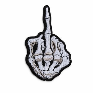 Skull Skeleton Middle Finger Iron On Patch