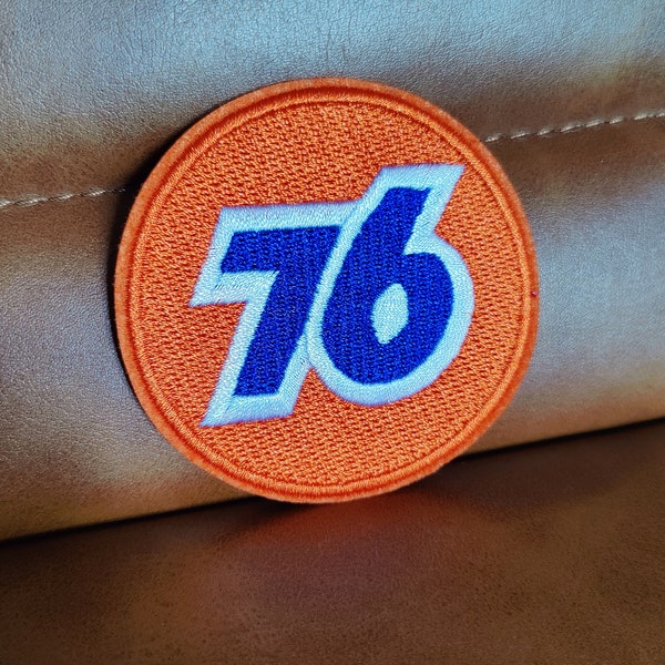 Toppa Termoadesiva Rettangolare "76 Oil Racing Team" - Stemma In Tessuto Da Stirare Per Abbigliamento E Accessori