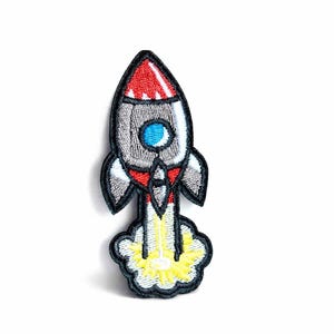 Space Rocket Patch | Iron On Sew On Rocket Embroidered Patch