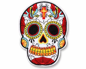 Toppa con teschio di zucchero del Giorno dei Morti - Distintivo ricamato da stirare/cucire