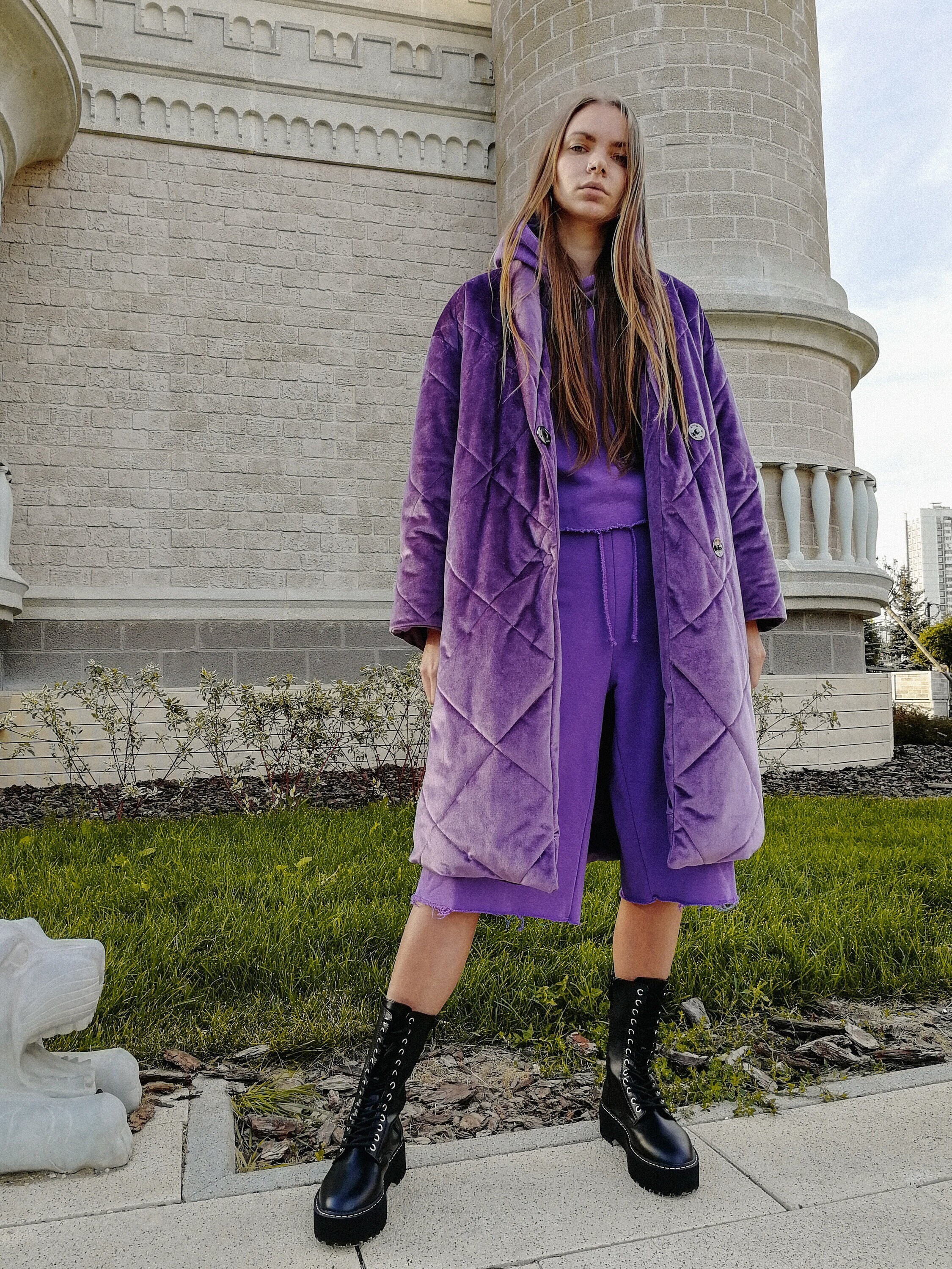 lilac puffer coat