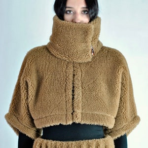 Sheep Wool Cropped Teddy Bear Jacket Etsy