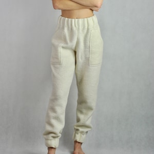 Warm winter boiled wool track suit pants, wool trousers, soft wool tracksuit bottoms No. 155