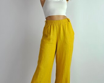 ito fukuoka French Linen yellow pantsパンツ ito fukuoka French Linen yellow pantsパンツ
