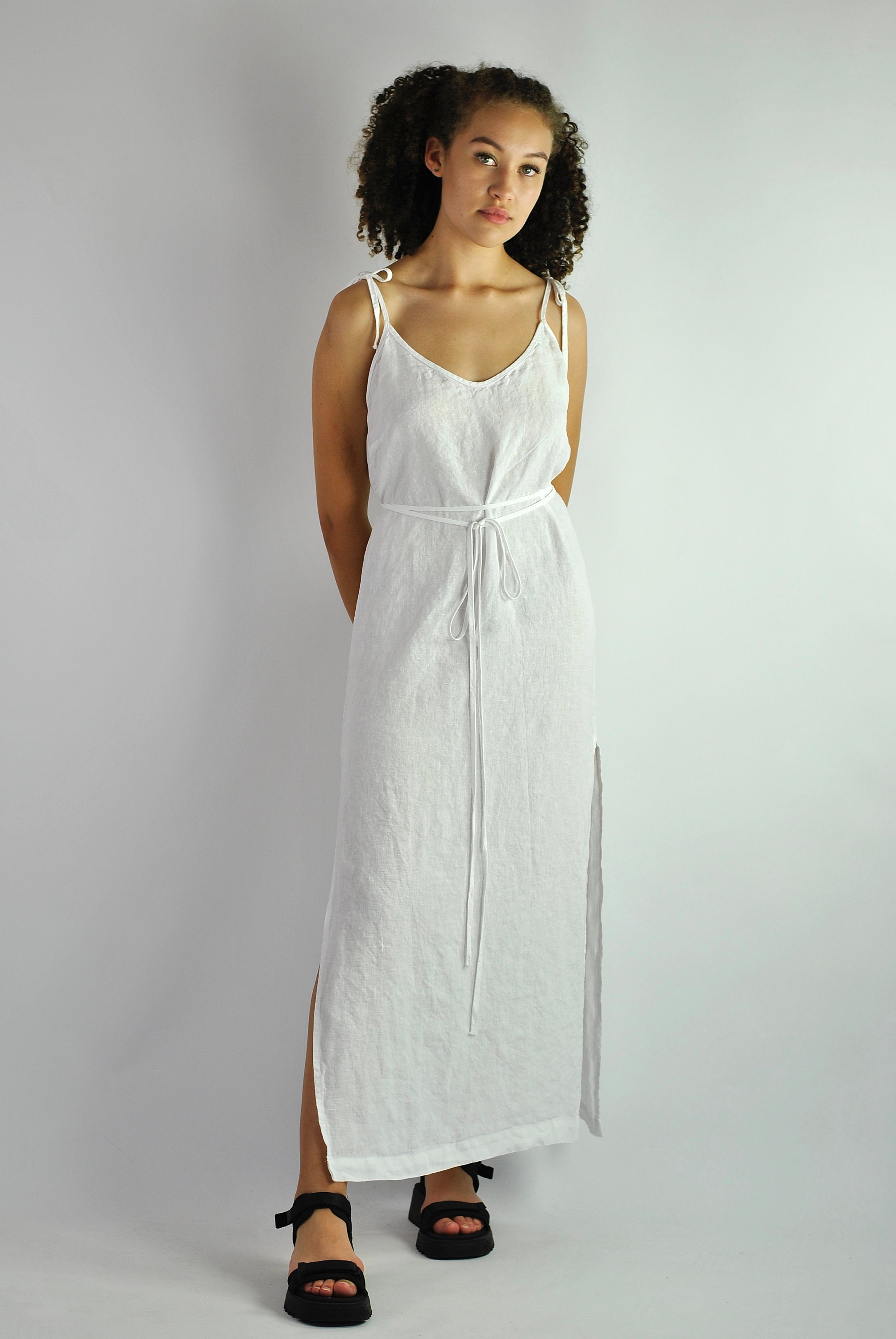 White Linen Slip Dress Strapped Summer Dress 100% Linen No. - Etsy UK