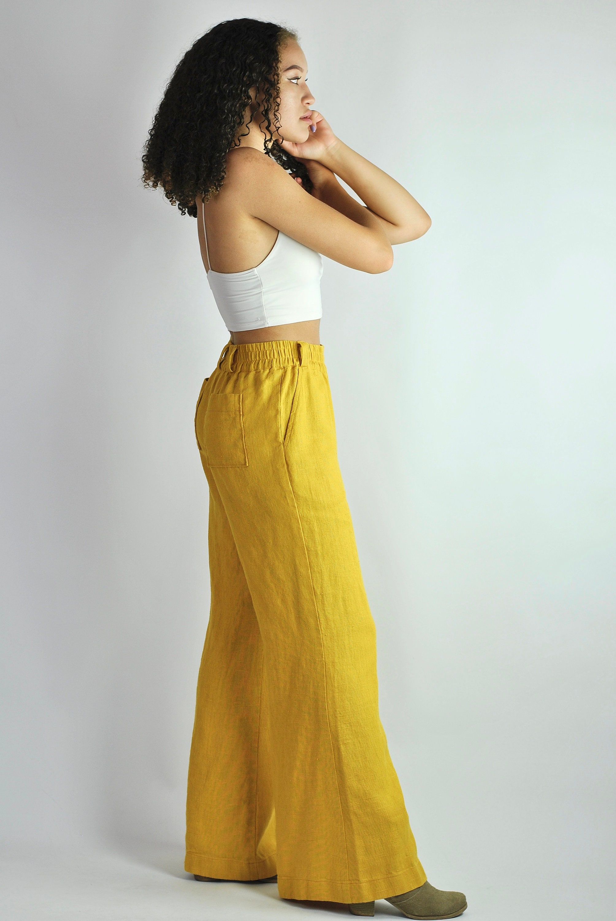 パンツ Mediam Linen Shalwar Pants/ yellow Mediam Linen Shalwar Pants/ yellow - メルカリ