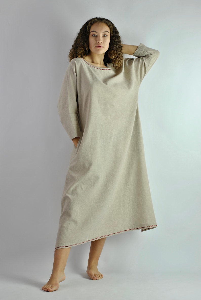 Pure Linen Beige Beach Dress Night Dress Natural Linen - Etsy Australia