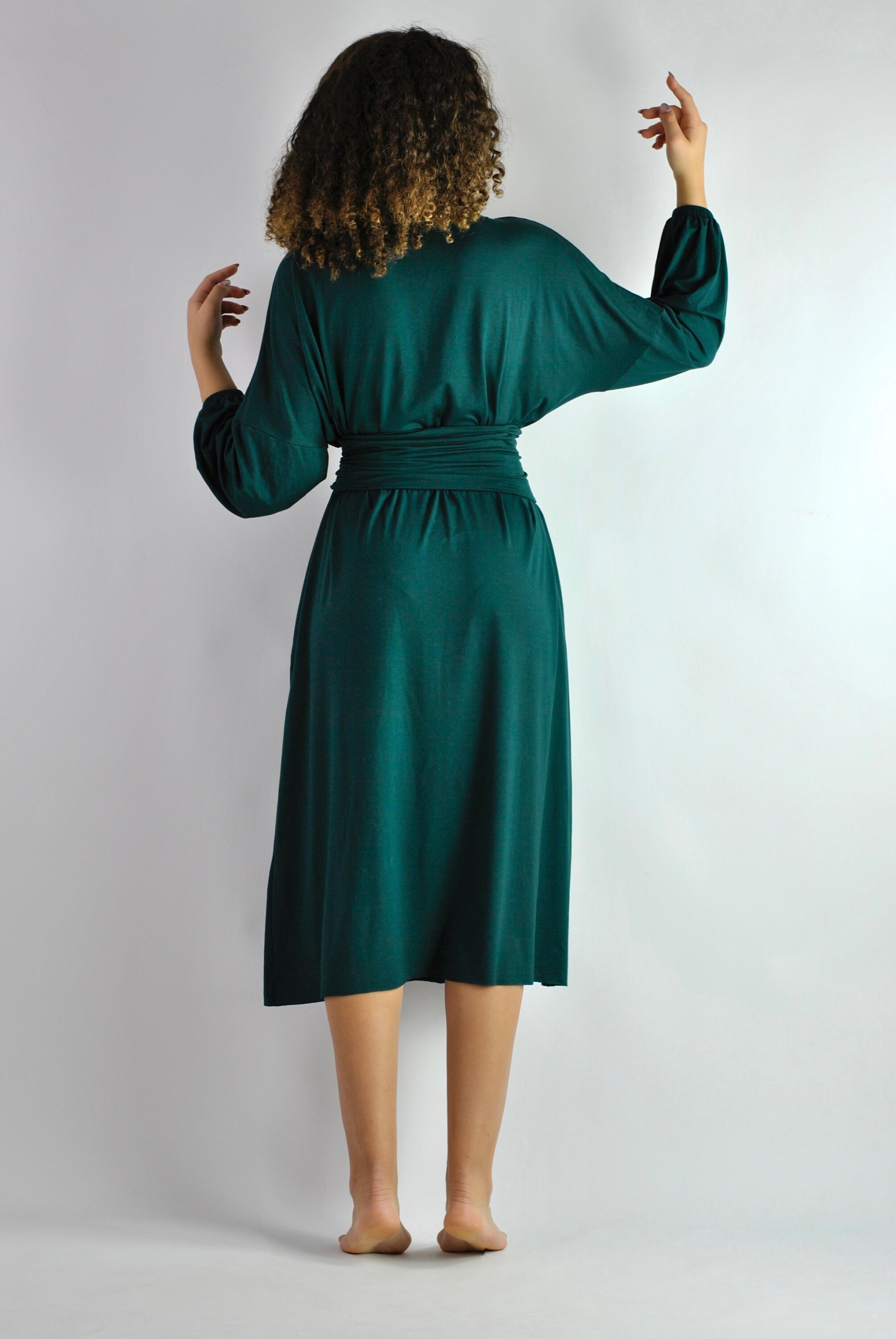 Bottle Green Dress Green Casual Dress Loose Fitting Tunic Etsy