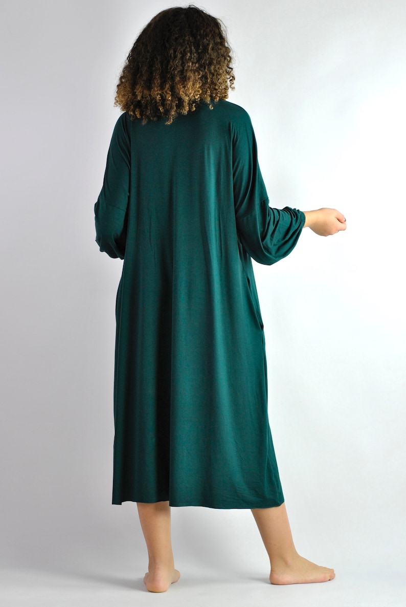 Bottle Green Dress Green Casual Dress Loose Fitting Tunic Etsy