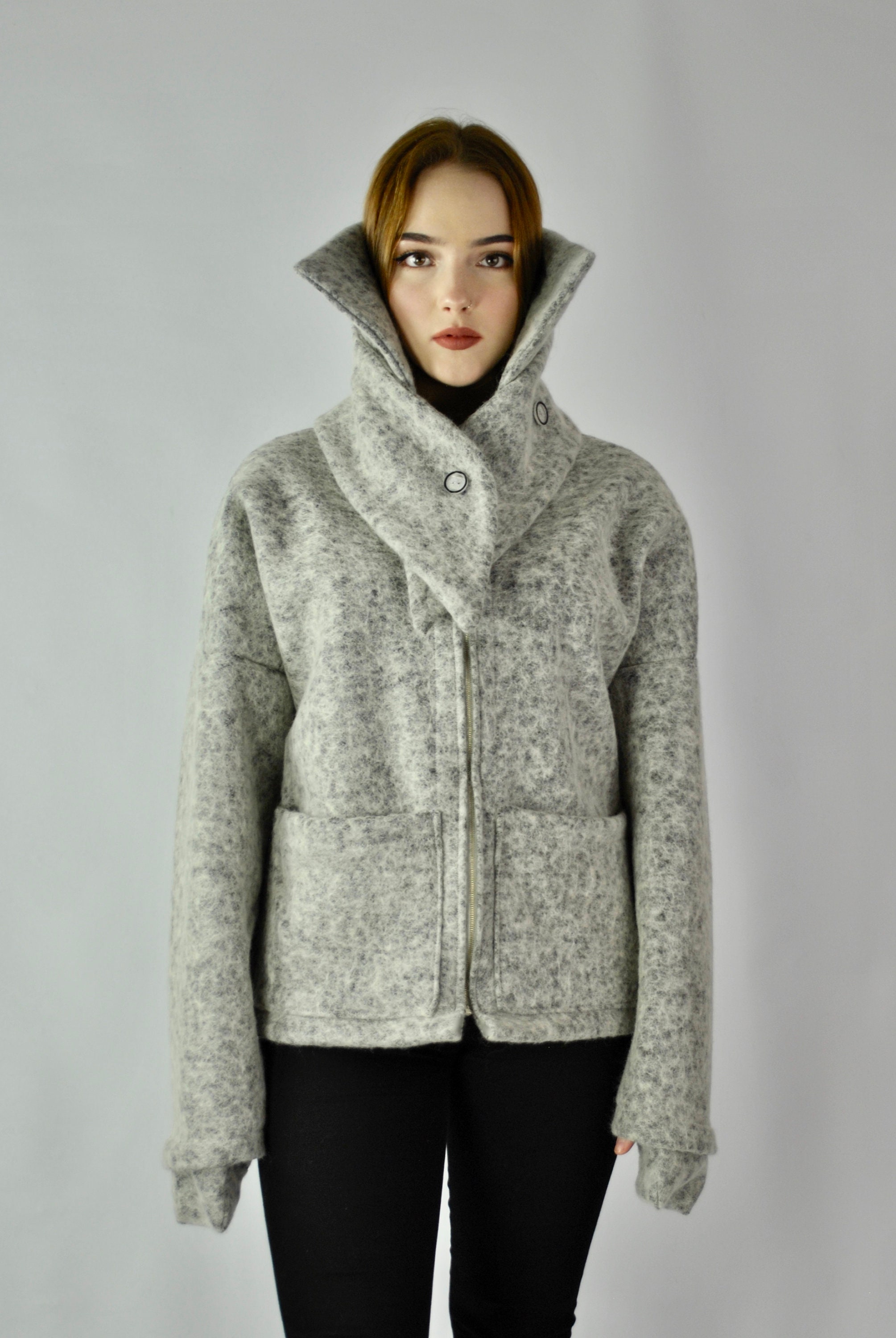 Wool winter jacket jumper sweater loose fitting boiled wool | Etsy